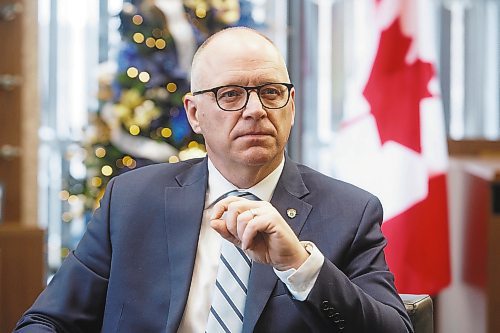 MIKE DEAL / WINNIPEG FREE PRESS
Mayor Scott Gillingham in his office at City Hall during his year-end interview.
See Joyanne Pursaga story
221216 - Friday, December 16, 2022.