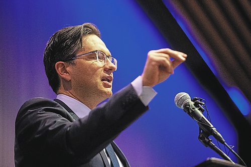 Mike Sudoma/Winnipeg Free Press
Pierre Poilievre talks to packed room of around 500 supporters Friday afternoon at the RBC Convention Centre
Jan 13, 2023