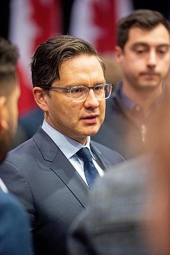 Mike Sudoma/Winnipeg Free Press
Pierre Poilievre talks with supporters during an event put on by the Frontier Centre for Public Policy Friday afternoon at the RBC Convention Centre
Jan 13, 2023