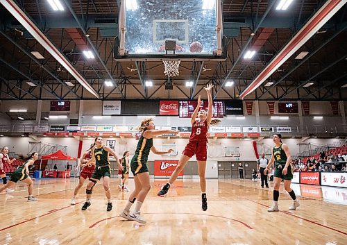 JESSICA LEE / WINNIPEG FREE PRESS

Winnipeg Wesmen player Julia Schatkowsky (8) throws the ball to the basket during a game against the Regina Cougars on January 13, 2023 at the Duckworth Centre.

Reporter: Mike Sawatzky