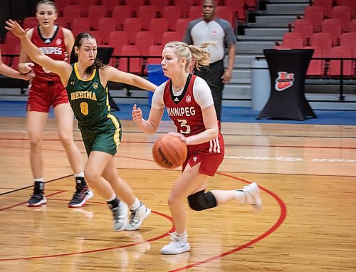 JESSICA LEE / WINNIPEG FREE PRESS

Winnipeg Wesmen player Anna Kernaghan (3) is photographed during a game against the Regina Cougars on January 13, 2023 at the Duckworth Centre.

Reporter: Mike Sawatzky