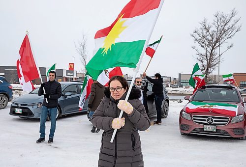 JESSICA LEE / WINNIPEG FREE PRESS

Members of the Iranian community in Winnipeg are photographed at the IKEA parking lot on January 14, 2023 rallying to support Iran&#x2019;s revolution to list Iran&#x2019;s Revolutionary Guard Corps as a terrorist group.