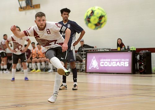 Theo Manias scored twice as the ACC Cougars won their MCAC men's futsal opener 7-3 over Providence on Saturday. (Thomas Friesen/The Brandon Sun)