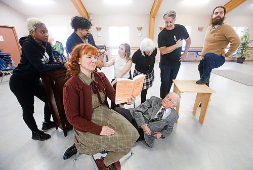 JOHN WOODS / WINNIPEG FREE PRESS
Trinity Sigurdson, foreground, director of the upcoming rendition of Neil Simon&#x573; London Suite, is photographed with members of The Shoestring Players theatre troupe, from left, Ruth Osemeke, Marlon Goolcharan, Merri-lou Paterson, Joan Wilton, Bernard Boland, Rick Scherger, and Brent Bruchanski, after they rehearse their play at St Peter&#x573; Church Sunday, January 15, 2023. 

Re: ben