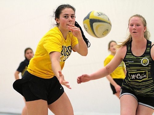 Rookie Raegan Ricard, left, is among those Bobcats coach Brian Yon expects to play big minutes in Brandon's first Canada West women's rugby sevens tournament in Edmonton this weekend. (Thomas Friesen/The Brandon Sun)