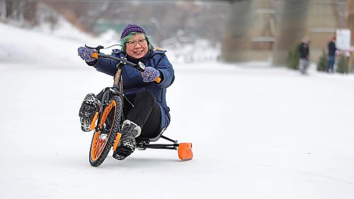 RUTH BONNEVILLE / WINNIPEG FREE PRESS 

LOCAL STDUP - Nestaweya trail opening

THE FORKS, WINNIPEG - The Nestaweya River Trail presented by The Winnipeg Foundation is over 6 kms of trail connecting communities  from Hugo Docks on the Assiniboine River to Churchill Drive on the Red River.

Nancy Mak, communications associate The Winnipeg Foundation, rides one of the bikes available for rent at Kendricks Outdoor Adventures, at the official opening Wednesday. 

Jan 18th,  2023