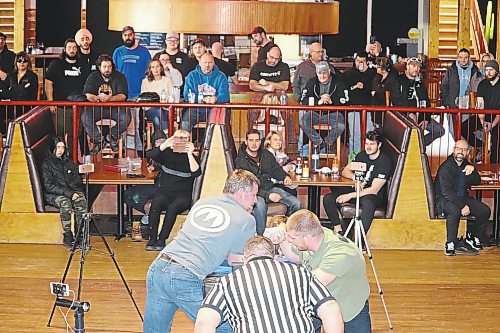 Houstons Country Roadhouse patrons get a front row seat to all the Manitoba Arm Wrestling Association tournament action that took place Saturday afternoon in Brandon. (Kyle Darbyson/The Brandon Sun)