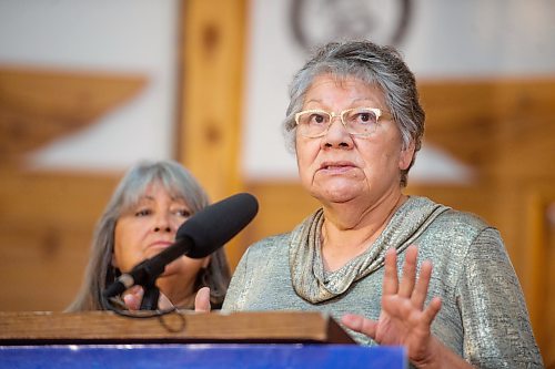 Mike Sudoma/Winnipeg Free Press
Elder Belinda Vandenbroeck speaks to media regarding addictions and addictions treatment Tuesday afternoon during a press event at Thunderbird House Tuesday morning
Jan 24, 2023