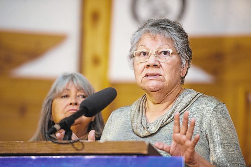 Mike Sudoma/Winnipeg Free Press
Elder Belinda Vandenbroeck speaks to media regarding addictions and addictions treatment Tuesday afternoon during a press event at Thunderbird House Tuesday morning
Jan 24, 2023