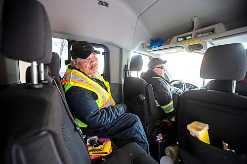 MIKAELA MACKENZIE / WINNIPEG FREE PRESS

Albert (left, father of Ashlee Shingoose) and Kevin Walker (Bear Clan executive director) drive around in the Bear Clan van during a search and awareness campaign for Ashlee Shingoose in the West End in Winnipeg on Wednesday, Jan. 25, 2023. For Chris story.

Winnipeg Free Press 2023.