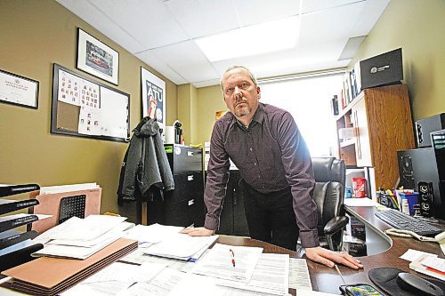 Chris Scott, president of the Amalgamated Transit Union Local 1505, poses for a portrait in his office on Thursday, Jan. 26. ERIK PINDERA/WINNIPEG FREE PRESS