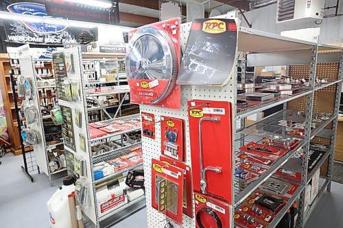 Some auto parts sold by Tory’s Repair on Richmond Avenue East in Brandon. Chambers says it has become more difficult to find classic and vintage car parts — even ones that were once considered common. (Tim Smith/The Brandon Sun)