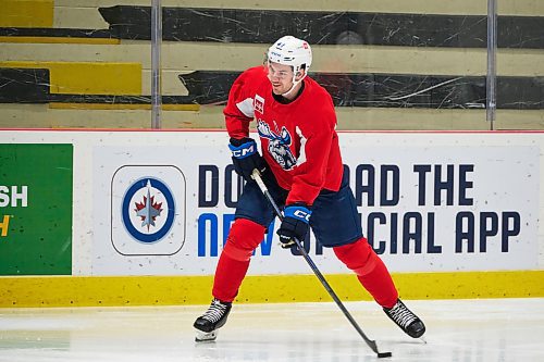 MIKE DEAL / WINNIPEG FREE PRESS
Manitoba Moose defenceman Declan Chisholm (#47) during practice at the Hockey For All Centre Thursday.
230126 - Thursday, January 26, 2023.