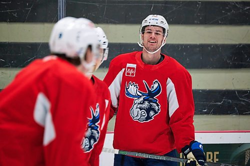 MIKE DEAL / WINNIPEG FREE PRESS
Manitoba Moose defenceman Declan Chisholm (#47) during practice at the Hockey For All Centre Thursday.
230126 - Thursday, January 26, 2023.