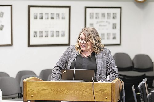 Brandon director of finance Tara Pearce speaks during the first day of municipal budget deliberations on Friday. (Colin Slark/The Brandon Sun)