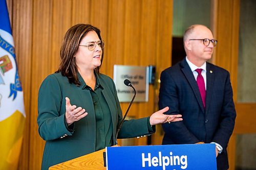 MIKAELA MACKENZIE / WINNIPEG FREE PRESS

Premier Heather Stefanson and mayor Scott Gillingham speak to the media at City Hall in Winnipeg on Friday, Jan. 27, 2023. For &#x2014; story.

Winnipeg Free Press 2023.