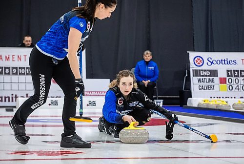 JESSICA LEE / WINNIPEG FREE PRESS

Mackenzie Zacharias throws a rock at the Scotties Tournament on January 27, 2023, held at East St. Paul Arena.

Reporter: Mike Sawatzky