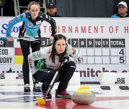 JESSICA LEE / WINNIPEG FREE PRESS

Lisa McLeod watches for the rock at the Scotties Tournament on January 27, 2023, held at East St. Paul Arena.

Reporter: Mike Sawatzky
