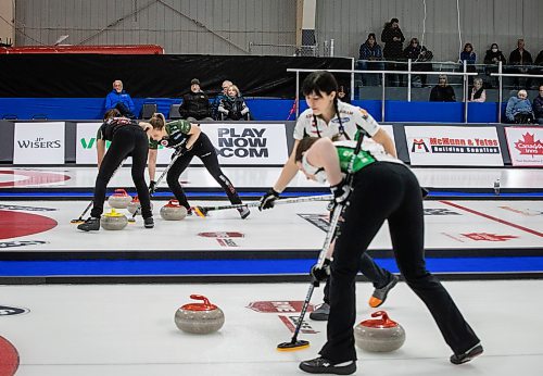 JESSICA LEE / WINNIPEG FREE PRESS

Players curl at the Scotties Tournament on January 27, 2023, held at East St. Paul Arena.

Reporter: Mike Sawatzky
