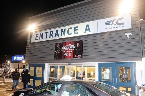 The east-side entrance of Brandon's Keystone Centre on Saturday night, roughly 24 hours after a bear spray incident took place at the facility's Manitoba Room that required police attention. (Kyle Darbyson/The Brandon Sun) 