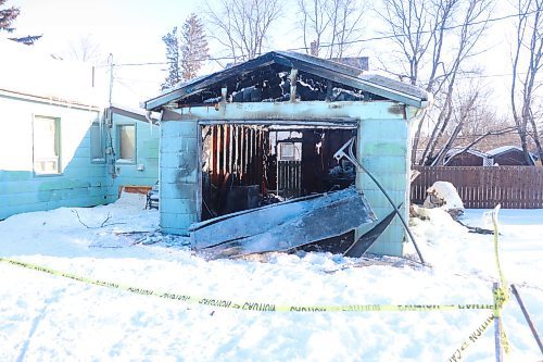 The aftermath of a fire that completely engulfed a Princess Avenue East garage early Sunday morning in Brandon. (Kyle Darbyson/The Brandon Sun) 
