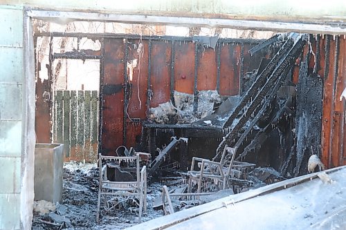 The aftermath of a fire that completely engulfed a Princess Avenue East garage early Sunday morning in Brandon. (Kyle Darbyson/The Brandon Sun) 