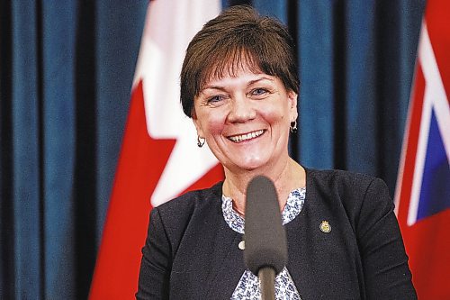 MIKAELA MACKENZIE / WINNIPEG FREE PRESS

Janice Morley-Lecomte, new minister of mental health and community wellness, speaks to the media after the cabinet shuffle at the Manitoba Legislative Building in Winnipeg on Monday, Jan. 30, 2023. For Carol/Danielle story.

Winnipeg Free Press 2023.