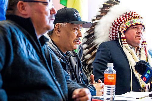 MIKAELA MACKENZIE / WINNIPEG FREE PRESS

Lake Manitoba First Nation chief Cornell McLean speaks to the media about health care issues in Winnipeg on Monday, Jan. 30, 2023. For Katie story.

Winnipeg Free Press 2023.