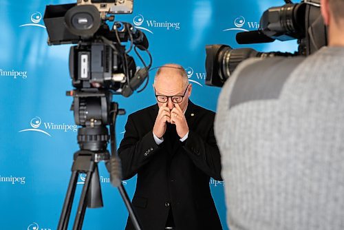 JESSICA LEE / WINNIPEG FREE PRESS

Mayor Scott Gillingham rubs his eyes before a scrum at City Hall on January 30, 2023.

Reporter: Malak Abas