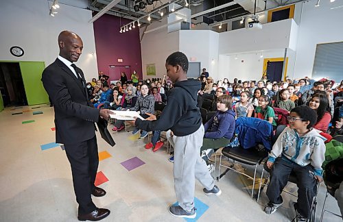 RUTH BONNEVILLE / WINNIPEG FREE PRESS 

LOCAL STDUP - Devon Cllunis reading


Grade 4 student, Nabeel, wins two free books after successfully answering a question from a story book during event.  

Winnipeg School Division students will join Devon and Pearlene Clunis to kick off I Love to Read and Black History Month, complete with a story time at the Manitoba Children&#x573; Museum, Wednesday.

More Info: Devon Clunis is a Canadian law enforcement officer, who was the chief of the Winnipeg Police Service from 2012 until his retirement in 2016. He was the first Black Canadian ever appointed as a police chief in Canada.  Pearlene and Devon Clunis, authors of The Little Boy from Jamaica, are passionate about diversity and inclusion. 
Media are encouraged to attend this official kick off at the museum. The use of non-medical masks is not required but is encouraged by the museum. 
WSD was established in 1871 and currently has 79 schools, almost 30,000 students and over 4,000 full time employees. Its purpose is to provide a learning environment that fosters the growth of each student&#x573; potential and provide equitable opportunity to develop the knowledge, skills and values necessary for meaningful participation in a global and diverse society.


Feb 1st,  2023