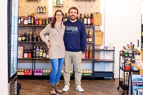 MIKAELA MACKENZIE / WINNIPEG FREE PRESS

Jessie and Shane Halliburton, co-owners of The Sobr Market, pose for a photo in their new store in the Exchange District in Winnipeg on Thursday, Feb. 2, 2023. For Gabby story.

Winnipeg Free Press 2023.