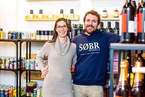 MIKAELA MACKENZIE / WINNIPEG FREE PRESS

Jessie and Shane Halliburton, co-owners of The Sobr Market, pose for a photo in their new store in the Exchange District in Winnipeg on Thursday, Feb. 2, 2023. For Gabby story.

Winnipeg Free Press 2023.