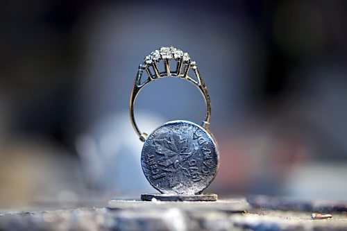 A ring under repair sits on Dat Tao’s desk in his workshop at TCM Goldsmith in downtown Brandon. (Tim Smith/The Brandon Sun)
