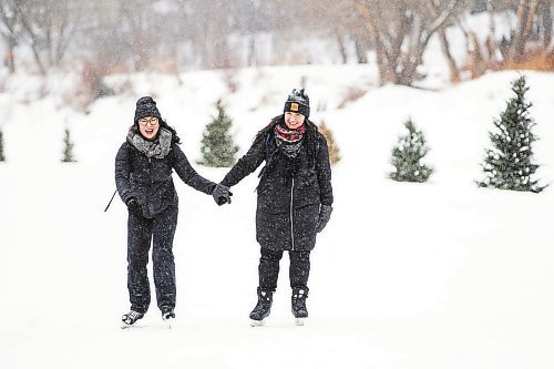 MIKAELA MACKENZIE / WINNIPEG FREE PRESS

Hannah Chale (left) and Victoria Ploszay skate on the River Trail as the weather takes a turn for the warmer and snow falls lightly after a cold snap in Winnipeg on Saturday, Feb. 4, 2023. Standup.

Winnipeg Free Press 2023.