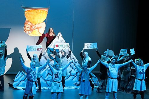 The Mecca Productions players showcase some of their group choreography and hand-crafted sets during a Saturday evening performance of “Spamalot” at the Western Manitoba Centennial Auditorium in Brandon. (Kyle Darbyson/The Brandon Sun)