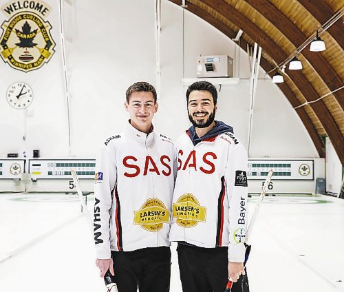 JESSICA LEE / WINNIPEG FREE PRESS

Ryan Wiebe (left) and Ty Dilello pose for a photo at Fort Rouge Curling Club on February 1, 2023.

Reporter: Taylor Allen