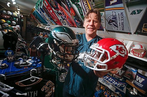 JOHN WOODS / WINNIPEG FREE PRESS
Dave Dech shows off his mini helmet and sports memorabilia collection Tuesday, February 7, 2023. Dech feels he has the largest collection in Canada.
 
Re: sanderson