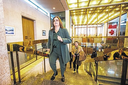 MIKAELA MACKENZIE / WINNIPEG FREE PRESS

Premier Heather Stefanson jogs up the stairs to the mayor&#x573; office before speaking to the media at City Hall in Winnipeg on Friday, Jan. 27, 2023. For &#x460;story.

Winnipeg Free Press 2023.