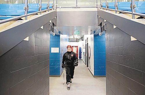 DARCY FINLEY / WINNIPEG FREE PRESS Ashley van Aggelen coach of the Winnipeg Avros Manitoba AAA U18 female hockey league ariives at Seven Oaks Arena- Friday, February 03, 2023.