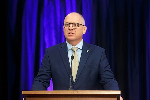 MIKE DEAL / WINNIPEG FREE PRESS
Mayor Scott Gillingham celebrating the first 100 days in office during a breakfast gather at the Victoria Inn hosted by The Assiniboia Chamber of Commerce and the Indigenous Chamber of Commerce, Thursday morning.
See Danielle Da Silva story
230209 - Thursday, February 09, 2023.