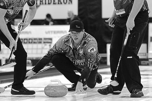 competes at the 2023 Viterra Championship at Neepawa's Yellowhead Centre on Wednesday. (Thomas Friesen/The Brandon Sun)
men's curling provincials