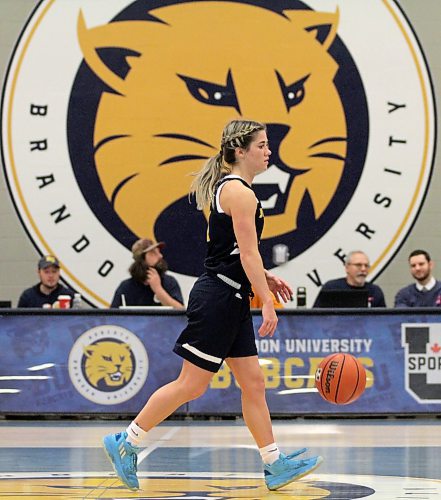 Chelsea Misskey played her final Brandon University Bobcats women's basketball game on Saturday. Her teammates copied her double-braid hairstyle for the game. (Thomas Friesen/The Brandon Sun)
