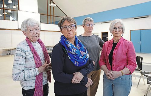 RUTH BONNEVILLE / WINNIPEG FREE PRESS 

FAITH - FOSSIL FUEL

Lynda Trono and other Christian ministers in a group photo for story on praying for corporate and political leaders.

Story: Christian ministers training to pray for corporations involved in fossil fuel industry for public protests during the upcoming season of Lent.

Names: L - R 
Donna Cawker, Lynda Trono (centre), Karen Tjaden and Caryn Douglas.  

Publication date: Saturday, Feb. 18
See Brenda Suderman's story. 

Feb 7th,  2023