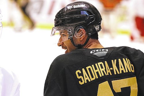 Brandon Wheat Kings defenceman Kayden Sadhra-Kang, shown at the team&#x2019;s skills competition at J&amp;G Homes Arena on Sunday, will face his former club for the first time tonight when the Swift Current Broncos visit. (Perry Bergson/The Brandon Sun)