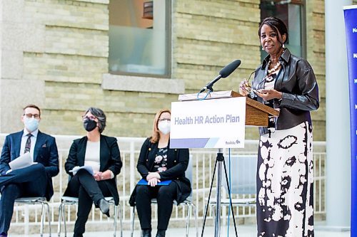 MIKAELA MACKENZIE / WINNIPEG FREE PRESS

Health minister Audrey Gordon announces an update for the health care human resource plan at the Brodie Centre in Winnipeg on Monday, Feb. 13, 2023. For Danielle story.

Winnipeg Free Press 2023.