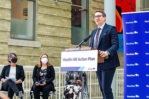 MIKAELA MACKENZIE / WINNIPEG FREE PRESS

Dr. Kristjan Thompson, past president of Doctors Manitoba, speaks at an announcement about the update for the health care human resource plan at the Brodie Centre in Winnipeg on Monday, Feb. 13, 2023. For Danielle story.

Winnipeg Free Press 2023.