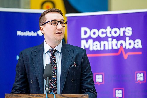 MIKAELA MACKENZIE / WINNIPEG FREE PRESS

Dr. Kristjan Thompson, past president of Doctors Manitoba, speaks at an announcement about the update for the health care human resource plan at the Brodie Centre in Winnipeg on Monday, Feb. 13, 2023. For Danielle story.

Winnipeg Free Press 2023.