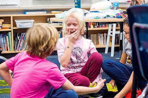 MIKAELA MACKENZIE / WINNIPEG FREE PRESS

Grade three students Oliver Rouse (left), Jesy Young, and Micah Nickel play a card game during a day of unstructured play at cole Dieppe in Winnipeg on Tuesday, Feb. 14, 2023. For Maggie story.

Winnipeg Free Press 2023.