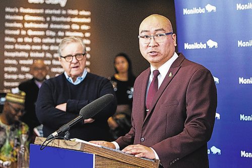 MIKAELA MACKENZIE / WINNIPEG FREE PRESS

Labour and immigration minister Jon Reyes speaks at the release of the Immigration Advisory Council report at Max&#x573; Restaurant in Winnipeg on Tuesday, Feb. 14, 2023. For Carol story.

Winnipeg Free Press 2023.