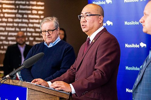 MIKAELA MACKENZIE / WINNIPEG FREE PRESS

Labour and immigration minister Jon Reyes speaks at the release of the Immigration Advisory Council report at Max&#x573; Restaurant in Winnipeg on Tuesday, Feb. 14, 2023. For Carol story.

Winnipeg Free Press 2023.